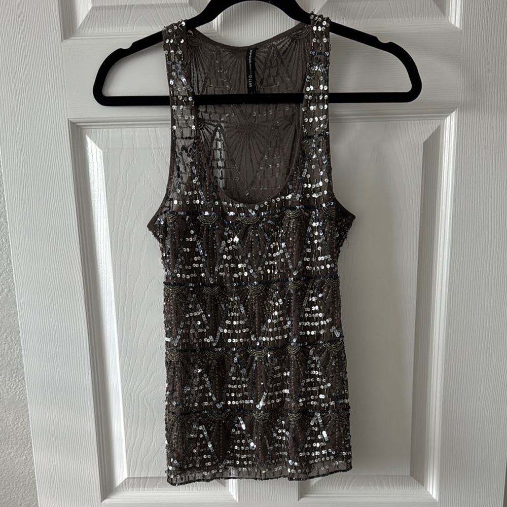 Glamorous Sequin & Beaded Tank Top